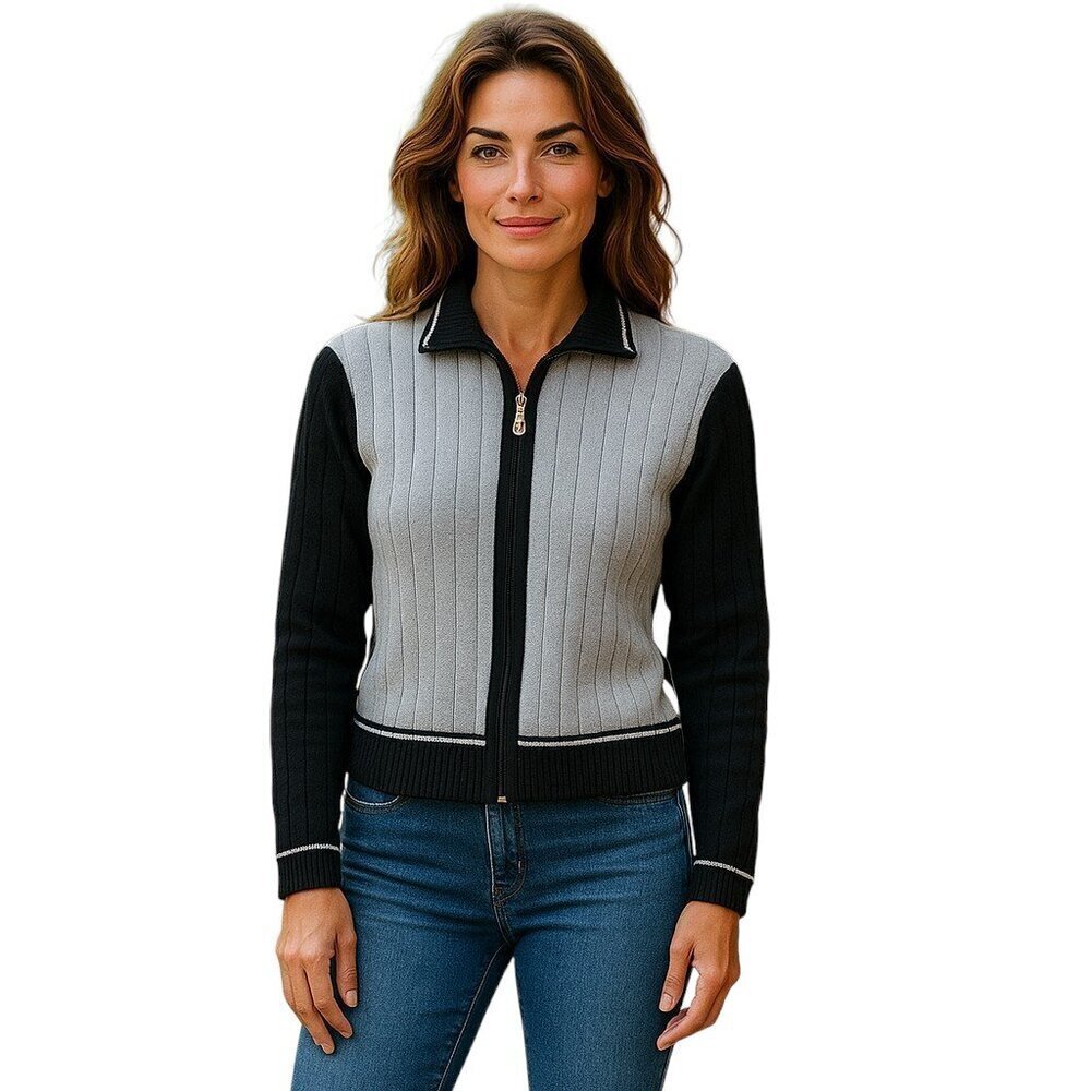 St. John Black Cardigan Sweater with Elegant Design